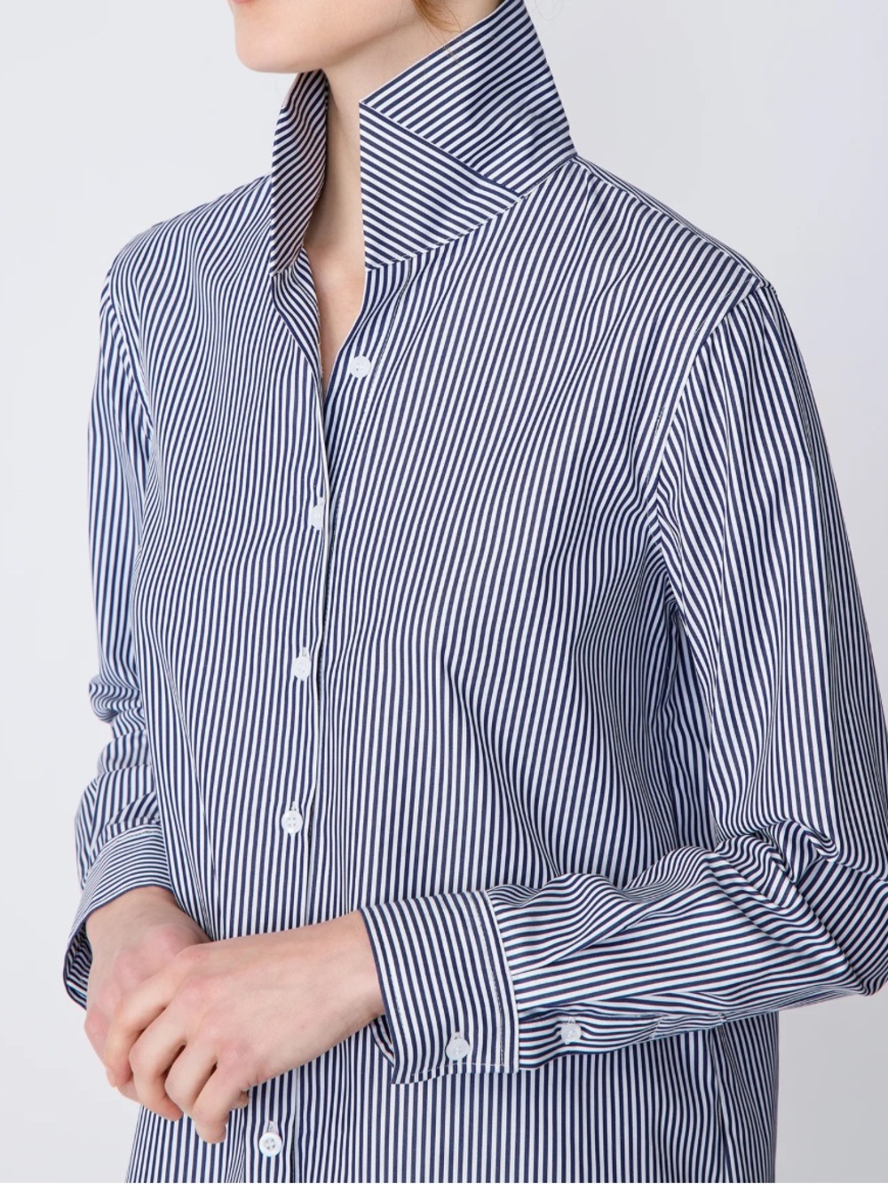 kal Rieman Ginna Box Pleat Collar Cotton Button Down Shirt Size 6